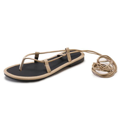 

Net red sandals female super fire fairy wind 2019 fashion new students Joker flat cross strap gladiator sandals tide
