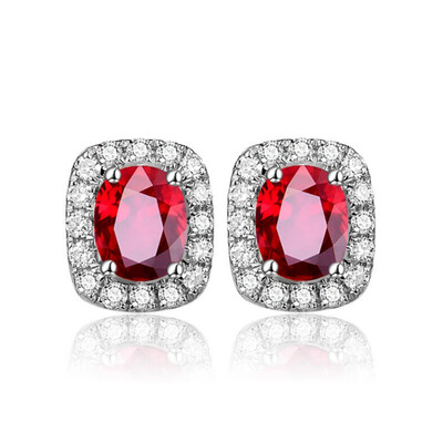 

Luxury Jewelry Platinum Red Gemstone Earrings And Necklace For Wedding Engagement Fine Jewelry