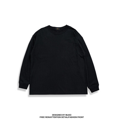 

MIJKO mens womens autumn new openwork clothes posing wash retro wind anti-worker double-faced loose long-sleeved t-shirt