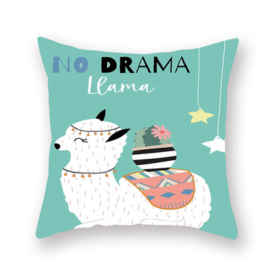 

1pcs Cute Cartoon Alpaca Digital Printing Car Office Peach Skin Pillowcase