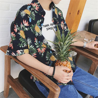 

Mens Summer Flower Shirt Short Sleeve Aloha Shirt Beach Party Holiday Print Casual Shirts