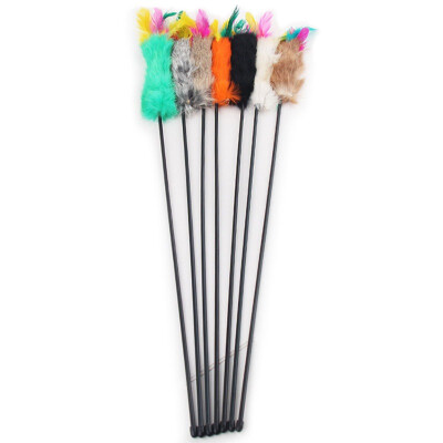 

Multi-colors Feather Wand Stick for Cat Catcher Teaser Toy Pets Kitten Jumping Train Aid Fun Toy