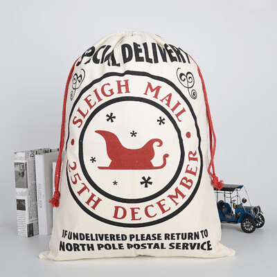 

JPGIF Large Canvas Merry Christmas Santa Sack Xmas Stocking Reindeer Gift Storage Bag