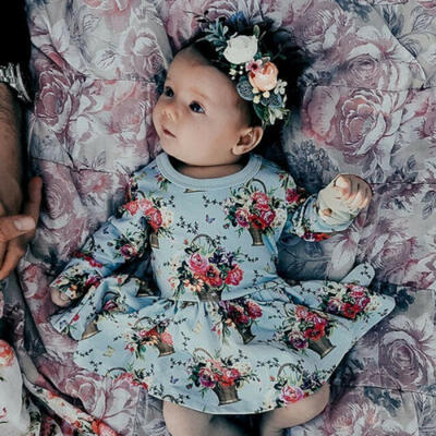 

UK Newborn Baby Girl Autumn Long Sleeve Romper Dress Bodysuit Clothes Outfits