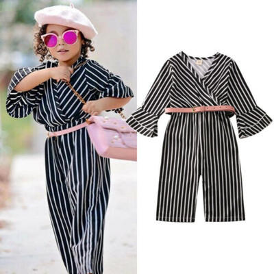 

2pcs Toddler Baby Girl Striped Romper Bodysuit Jumpsuit Pants Outfit Set Clothes