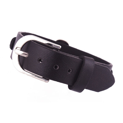 

Europe Men Women Fashion Jewelry Black Retro Punk Skull Head Genuine Leather Silver Titanium Steel Bracelet