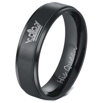 

Fashion DIY Couple Jewelry Her King&His Queen Stainless Steel Wedding Rings for Women Men