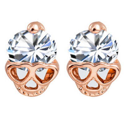 

The 2019 Fashion Rose Gold Skull Earrings Hypoallergenic CZ Heart Earrings