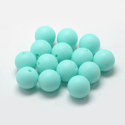 

Food Grade Environmental Silicone Beads Chewing Beads For Teethers DIY Nursing Necklaces Making Round Cyan 1415mm Hole 2mm