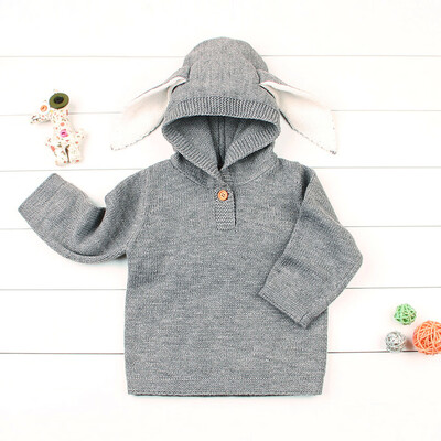

Newborn Infant Baby Boys Girls Cartoon Ear Knitted Hooded Tops Sweater Outfits