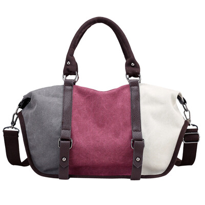 

2019 Women Casual Canvas Tote Ladies Hit The Color Handbag Shoulder Handbags Large Capacity Bags For Women T30