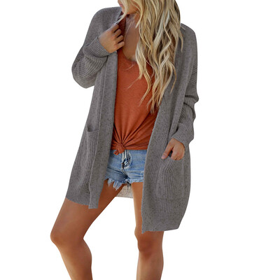 

Toponeto Womens Sexy Solid Long Sleeve Fashion Cardigan Coat Tops With Pocket