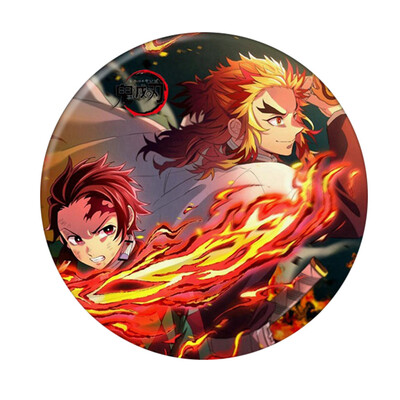 

Anime Demon Slayer Kimetsu No Yaiba Anime Cartoon Round Tinplate Badge Collectible Brooch Bag Accessory