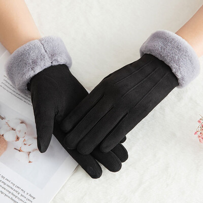 

New Fashion Winter Women Gloves Touch Screen Warm Thick Velvet Lady Full Finger Gloves