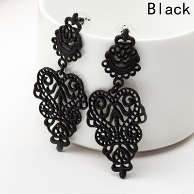 

Vintage Elegant Black Bohemian Ear Cuff Hoop Earrings Hollow Flower