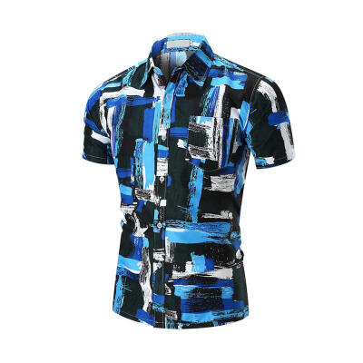 

Fashion Summer Print Slim Mens Short Sleeve Shirt Casual Floral Male Beach Shirt