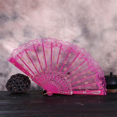 

Siaonvr Best Chinese Style Dance Wedding Party Lace Silk Folding Hand Held Flower Fan