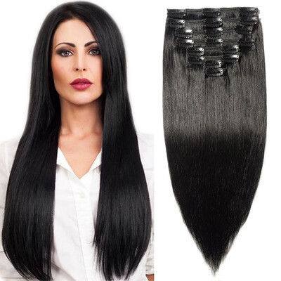 

100 Remy Human Hair Real Thick Women Girls Long Straight Full Head Hair Extension Clip In Hair Extension