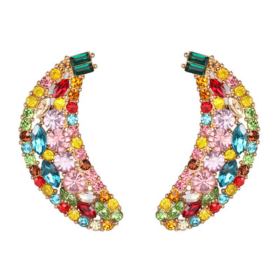 

INS 2019 Summer Fruit Earrings for Women Pineapple Crystal Dangle Drop Earrings Raffia Handmade Woven Statement Jewelry