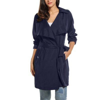 

〖Follure〗Women Long Sleeve Solid Casual Wrap Belted Lightweight Windproof Coat