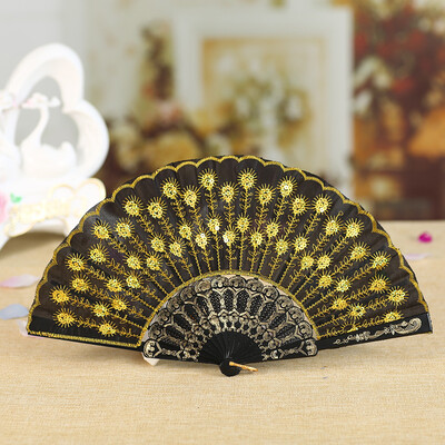 

Siaonvr Best Chinese Style Dance Wedding Party Lace Silk Folding Hand Held Flower Fan