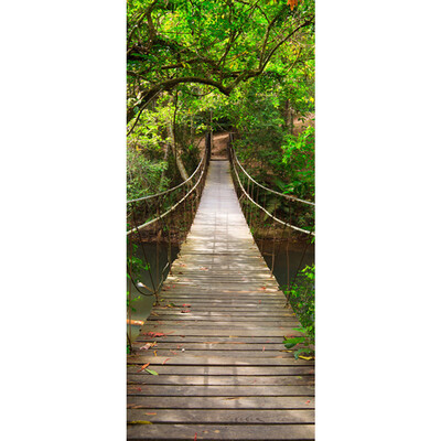 

Bed Living Room Gate Sticker Waterproof Selfadhesive 3D Wood Bridge 2pcs