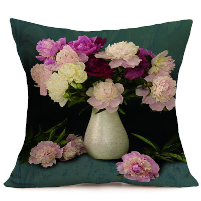 

〖Follure〗Peony Sofa Bed Home Decoration Festival Pillow Case Cushion Cover