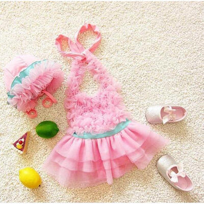 

Toddler Kids Baby Girls Halter Tulle Dress Swimwear Swimsuit Beachwear US Stock
