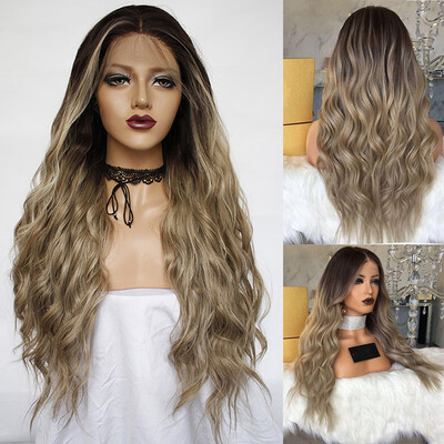 

〖Follure〗Sexy Curly Wave Wavy Mix Colors Wigs Black Women Fashion Lace Front Wig 26 Inch