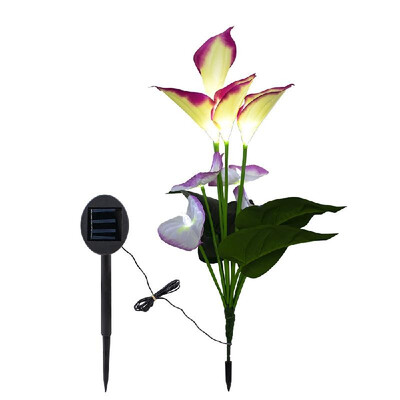 

8 LEDs Solar Powered Energy Common Callalily Flower Design Outdoor Light Fairy Garden Landscape Calla Stake Lawn Lamp IP44 Water-r