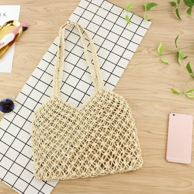 

Minimalist Artsy Vintage Mori Fashionable Hollow Out Weave Bag Vacationing Beach Summer Cotton Handbags Beautiful&Elegant Well