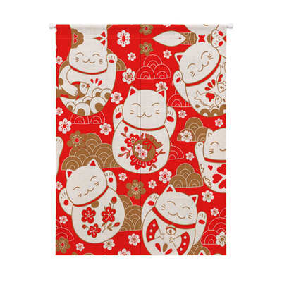 

Lucky Cat Design Cotton And Linen Japanese Style Doorway Curtain Hanging Tapestry For Home Decoration