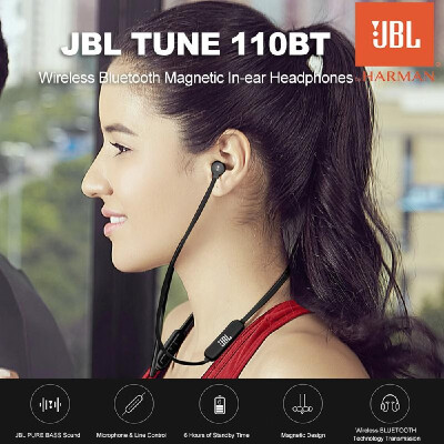 

JBL TUNE 110BT Wireless Bluetooth 40 in-Ear Headphones Magnetic Sports Neackband Headset Music Earphones Support Hands-free Calls