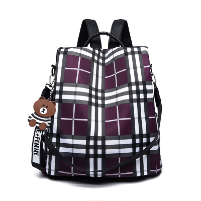 

Shoulder bag female Korean version of Joker bag travel bag Oxford canvas fashion Plaid backpack female shoulder bag