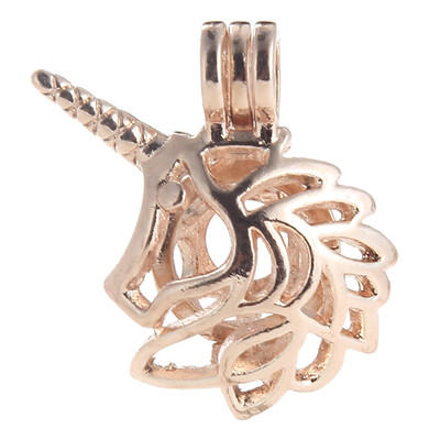 

Pearl Cage Unicorn Animal Hollow Shaped Pendant Essential Oil Diffuser Pendant For Diy Necklace