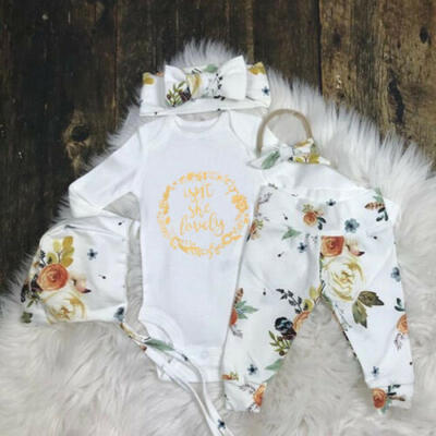 

UK 3PCS Newborn Baby Girl Long Sleeve Tops Romper Floral Legging Pants Clothes