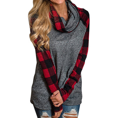 

Nomeni Womens Turtleneck Tops Plaid Shirts Tunic Long Sleeve Pullover Sweatshirt BKL