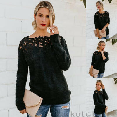 

Women Long Sleeve Knitted Sweater Jumper Pullover Autumn Blouse Casual Tops