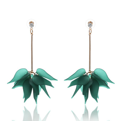 

EK455 Newest Lady Colorful Elegant Women Crystal Flower Colorful Drop Long Dangle Earrings Wedding Jewelry Hyperbole Best Gift