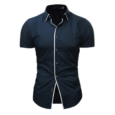 

Tailored Mens Solid Casual Button Down Short Sleeve Shirt Top Blouse