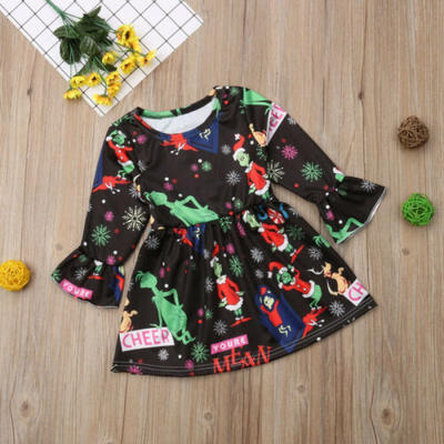 

US Stock Kids Christmas Girls Party Ruffle Long Sleeve Pageant Tutu Dresses Set