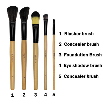 

Toponeto 5PCS Makeup Wooden Brush Set Eye Shadow Brush Cosmetics Blending Brush Tool