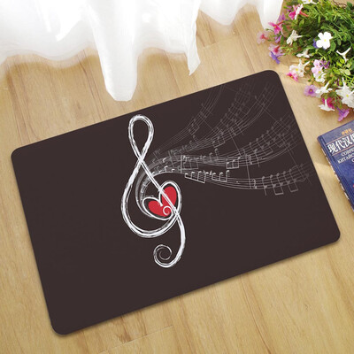 

Toponeto New Music Note Printing Flannel Bathroom Area Rugs Kitchen Carpet Door Mat