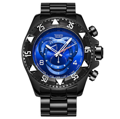 

personality men stainless steel big watches golden fashion male top luxury quartz watch American style calendar clock