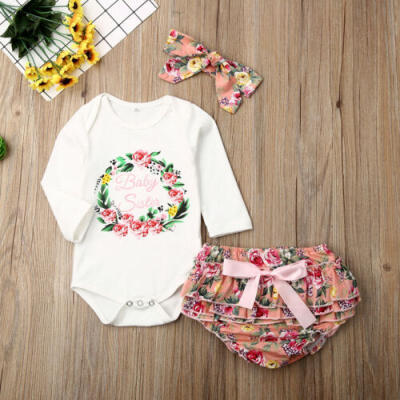 

US Newborn Baby Girl Autumn Clothes Romper Bodysuit Jumpsuit Floral Pants Outfit