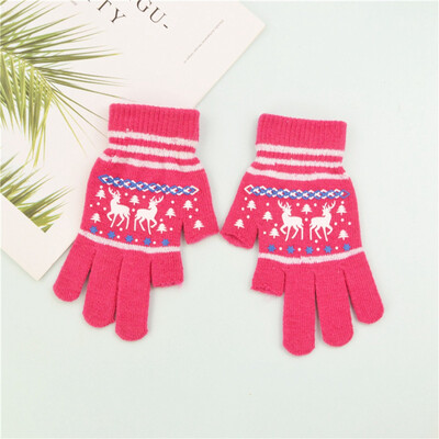 

1 Pair Adult Christmas Elk Deer Knitted Gloves Thicken Two-Finger Touch Screen Full Finger Mittens To Keep Warm Gloves