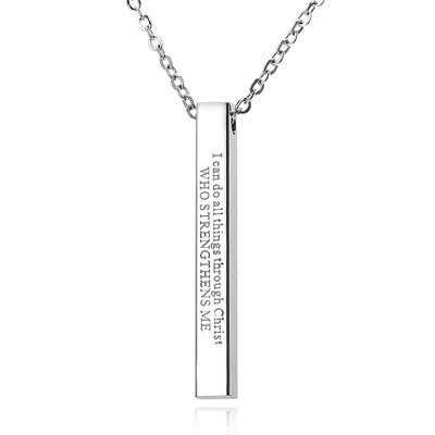 

Custom Personalized Vertical Bar Necklace Four Sides Engraved Date Name Pendant Necklace for Women Men Birthday Anniversary Gift