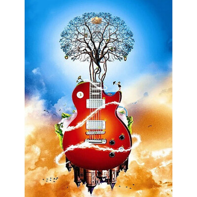 

5D Diamond Painting Cross Stitch Scenery Guitar Diamond Embroidery Landscape Full Set Picture Rhinestones Home Decoration