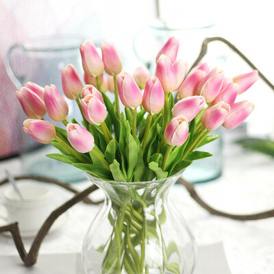 

FUNNYBUNNY 4pcs Artificial Flowers Tulips Wedding Bouquets Flowers PU Tulips Flowers Arrangement Bouquet Home Party WeddingDecor