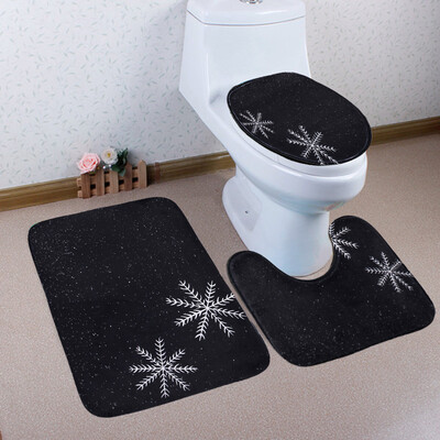 

〖Follure〗3PCS Christmas Bathroom Non-Slip Pedestal Rug Lid Toilet Cover Bath Mat Set